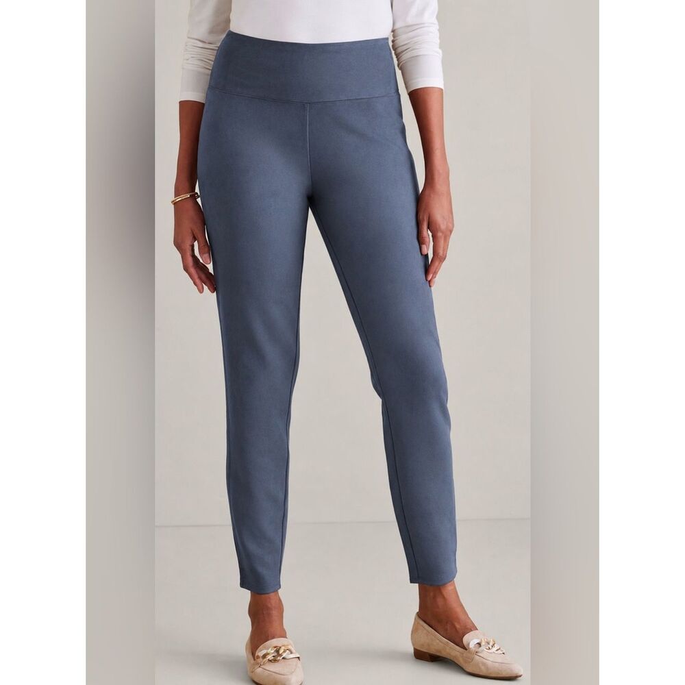 Soft Surroundings Faux Suede Leggings Gray Blue Medium Stretchy